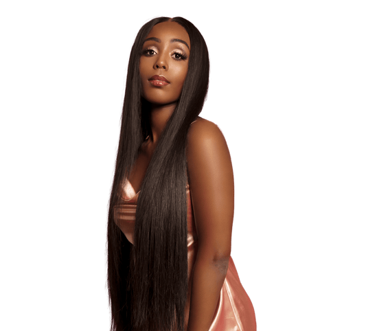 A straight cambodian lace closure hair extension with natural black color.