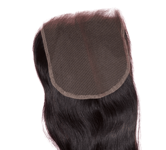 A straight cambodian lace closure hair extension with natural black color.